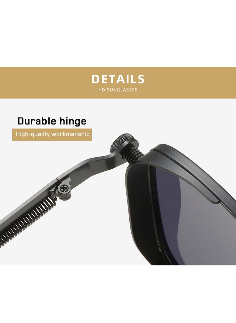 Retro Steampunk Vintage Square Sunglasses - Retro Metal Frame Unisex Sunglasses for Men & Women - Image 2