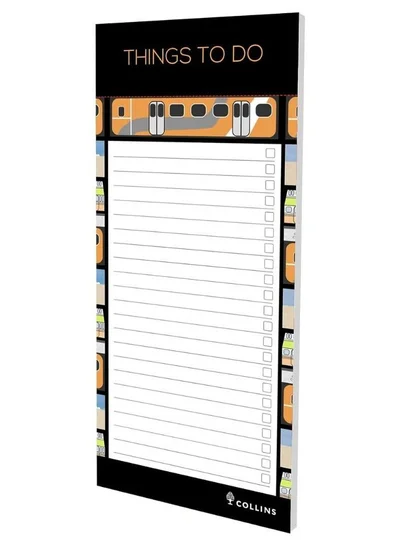 Collins Collins Flourish To Do List Notepad with Slim Magnetic Pad - Trains Design