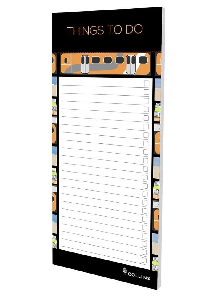 Collins Flourish To Do List Notepad with Slim Magnetic Pad - Trains Design - Image 1