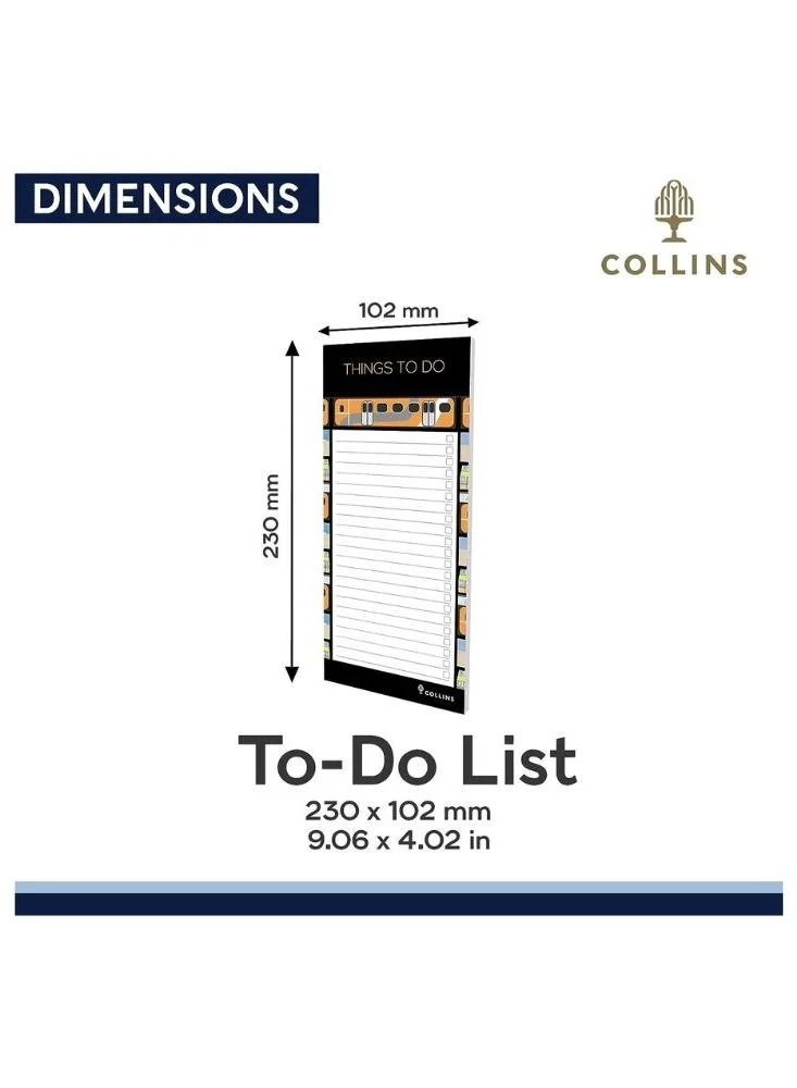 Collins Collins Flourish To Do List Notepad with Slim Magnetic Pad - Trains Design