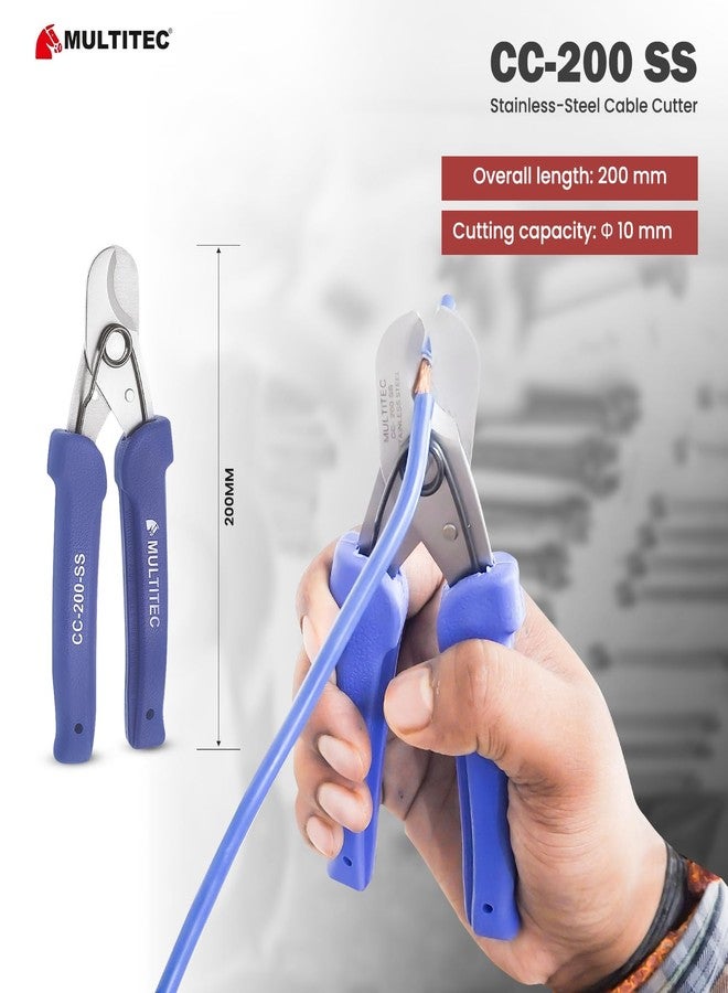 Multitec Industries Ltd MULTITEC CC-200-SS Wire Cutter & Stripper | Stainless Steel 2-in-1 Electrical Hand Tool for Home & Industrial Use | Manual Cable Stripping & Cutting Tool with Ergonomic Grip and Safety Lock - Image 4
