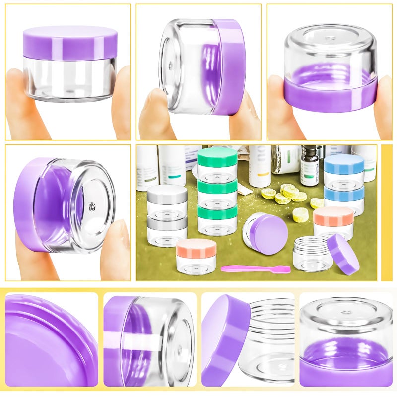 MotBach 40 PCS 15g Plastic Containers with Colored Lids, Small Makeup Containers, 0.5oz Round Travel Cosmetic Jars with Spatulas for Liquid, Powder, Cream, Lotion - Image 3