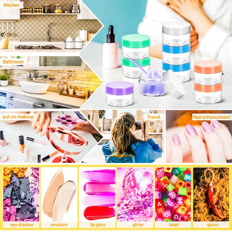 MotBach 40 PCS 15g Plastic Containers with Colored Lids, Small Makeup Containers, 0.5oz Round Travel Cosmetic Jars with Spatulas for Liquid, Powder, Cream, Lotion - Image 4