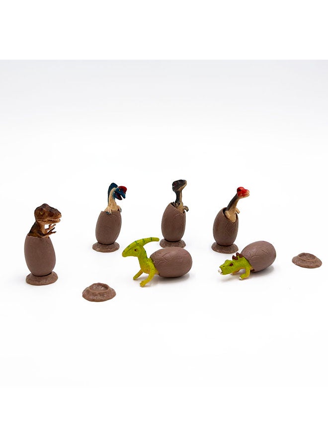 Galaxy 6 Dinosaur Crawling Out of Egg Toy Set - Educational Baby Dinosaur Egg Hatching Toys | 6pcs Dinosaur Model Figures | Realistic Dinosaur World Playset for Kids - Image 1
