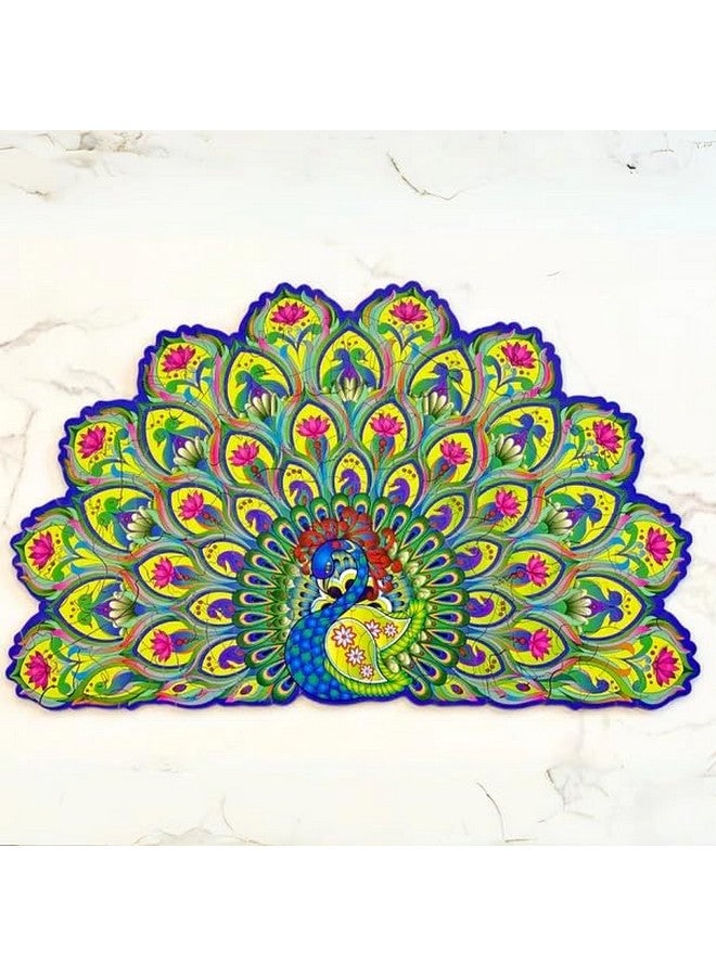 Ambiyaa Peacock| Wooden Jigsaw Puzzle for Kids & Adults | 31 Unique Animal Shape Pieces | Challenging and Educational Puzzle Game | 136 Pieces | 3+ Hours | Large A3 Size - Image 4