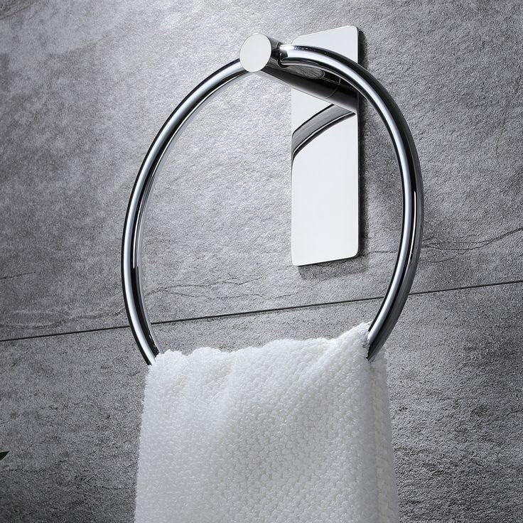 Oslen Self Adhesive Towel Ring for Bathroom Stainless Steel Adhesive Hand Towel Holder No Drilling Modern Hand Towel Hanger Stick on Wall Napkin Hanger for Bathroom Napkin Holder/Bathroom Accessories - Image 1