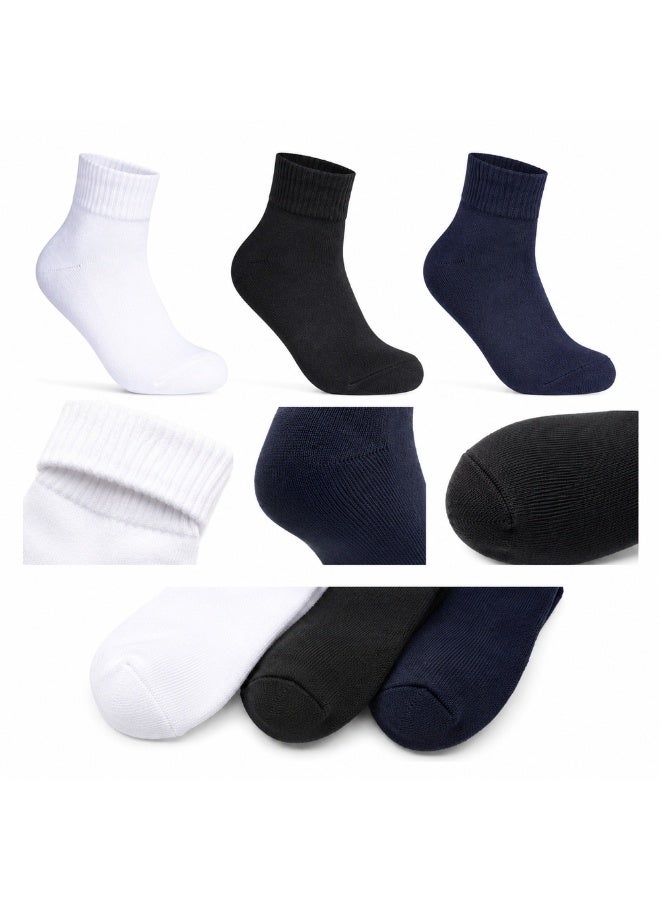 Girls Cotton School Uniform Socks, 5-Pair Pack, Navy - Image 4