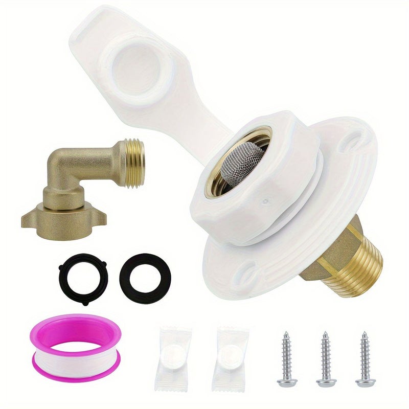 White RV City Water Inlet with Check Valve 3/4 NH Female to 1/2 NPT Male Brass Flange Fresh Water Connection with Dust Plug for RV Camper Motorhome Trailer Marine - Image 5