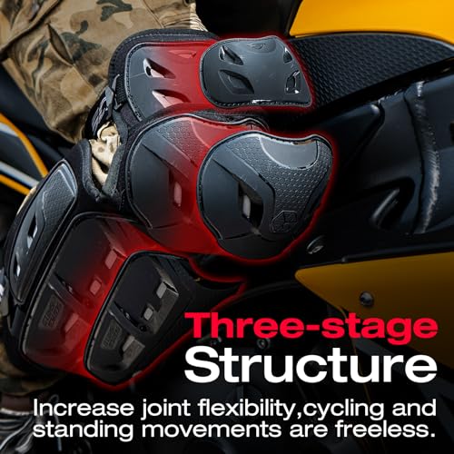 Scoyco حماة الركبة والساق للدراجات النارية من سكويكو للرجال - وسادات ركبة موتوكروس بمستوى حماية CE 1 مع تصميم مرونة الركبة من 45° إلى 180° وحزام مرن قابل للتعديل - Image 4