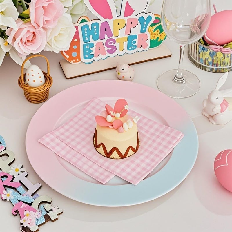 FLOWERCAT 100-Count 2-Ply Pink Checkered Cocktail Napkins Checkered - Pink Cocktail Napkins Disposable Premium Quality- 5“ x 5" Paper Napkins for Easter Party,Bar,Birthday,Mother's Day - Image 5