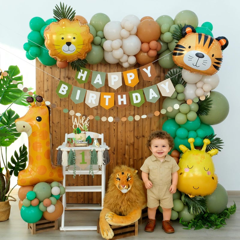 Ereniko Wild One Birthday Decorations For Boys Balloons Arch Kit Jungle Theme 1st Party Banner First Safari Themes Zoo One Year Old Baby Boy - Image 3