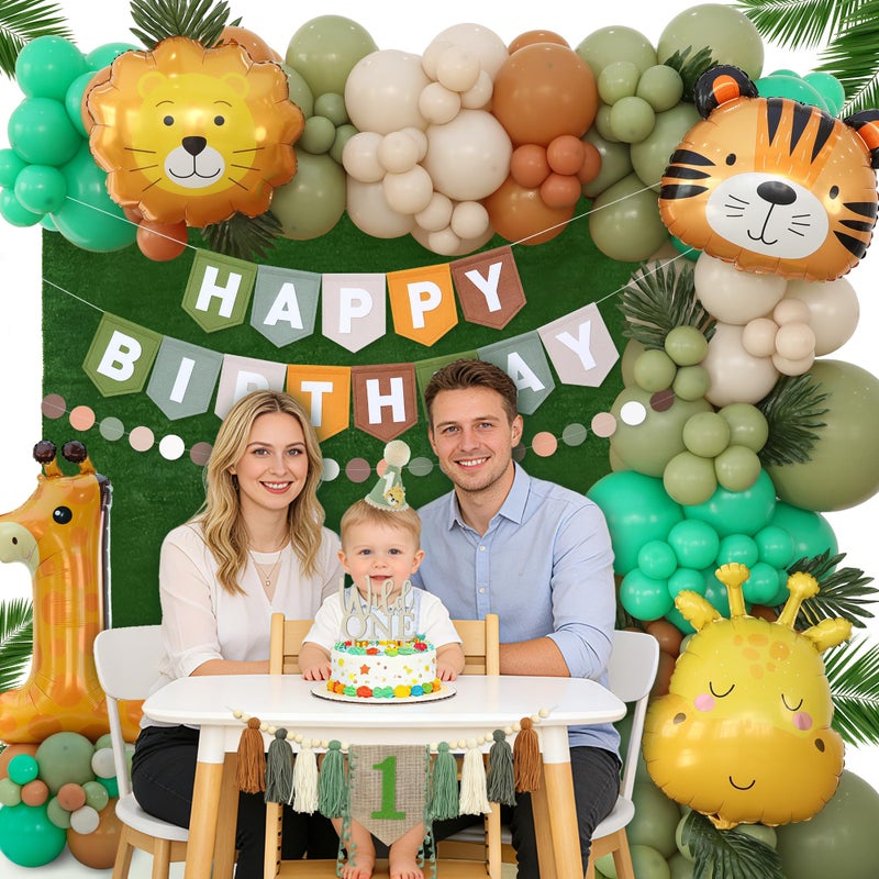 Ereniko Wild One Birthday Decorations For Boys Balloons Arch Kit Jungle Theme 1st Party Banner First Safari Themes Zoo One Year Old Baby Boy - Image 5