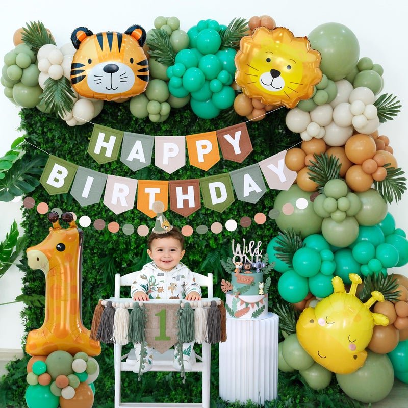 Ereniko Wild One Birthday Decorations For Boys Balloons Arch Kit Jungle Theme 1st Party Banner First Safari Themes Zoo One Year Old Baby Boy - Image 4