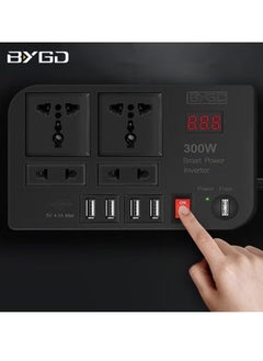 BYGD 300W Car Inverter: Converts 12V/24V DC to 220V AC with 4 USB Ports for Quick Charging and 2 Universal Sockets, Complete with LED Display  - Image 1
