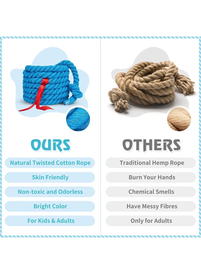 LAMAY Tug of War Rope with Flag for Students and Adults, Soft Cotton Battle Rope for Field Activities, Outdoor Camping Picnic Games, and Team Building Activities (Blue, 19.69 ft) - Image 3