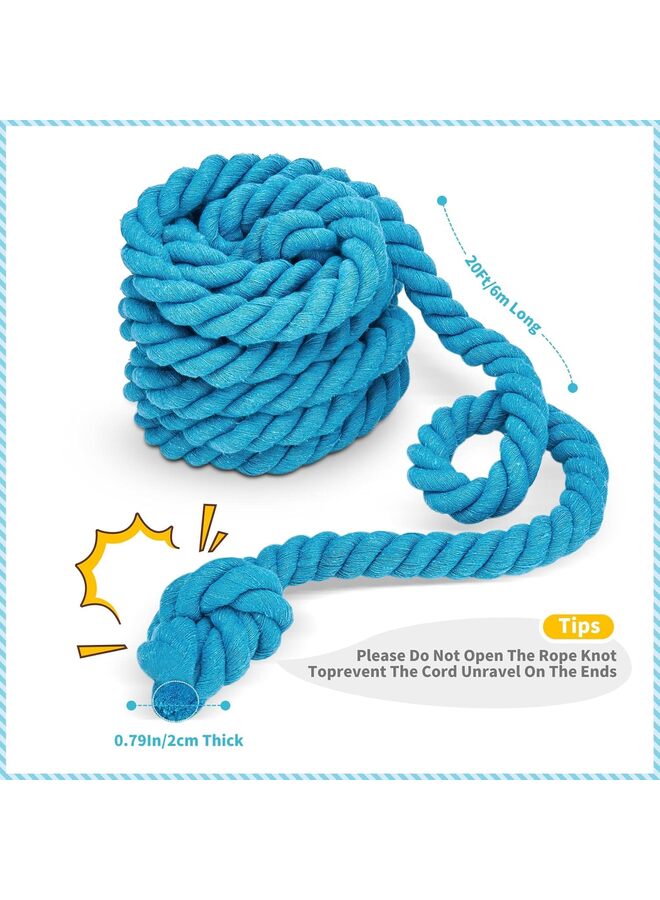 LAMAY Tug of War Rope with Flag for Students and Adults, Soft Cotton Battle Rope for Field Activities, Outdoor Camping Picnic Games, and Team Building Activities (Blue, 19.69 ft) - Image 5