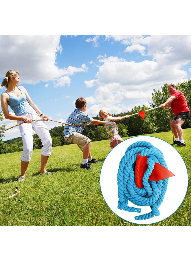 LAMAY Tug of War Rope with Flag for Students and Adults, Soft Cotton Battle Rope for Field Activities, Outdoor Camping Picnic Games, and Team Building Activities (Blue, 19.69 ft) - Image 4