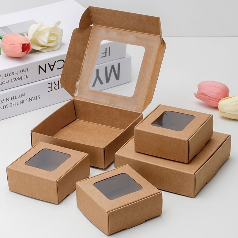 30 White Kraft Paper Window Gift Boxes 3.35x3.35x1.38 Inch Foldable Airplane Boxes - Image 5