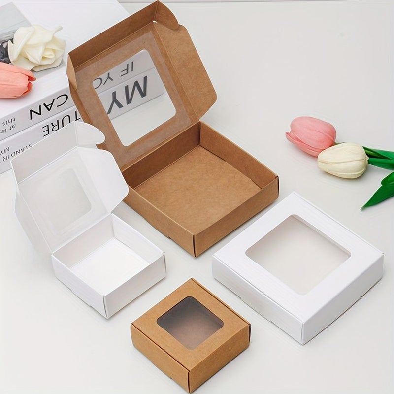 30 White Kraft Paper Window Gift Boxes 3.35x3.35x1.38 Inch Foldable Airplane Boxes - Image 4