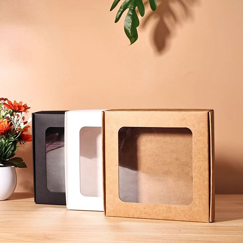 30 White Kraft Paper Window Gift Boxes 3.35x3.35x1.38 Inch Foldable Airplane Boxes - Image 2