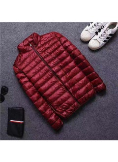 plus Size Lightweight Thin Cotton Jacket Thickened Large Mens Clothing Autumn Fat Person Special Large Size Slimming Coat wine red stand collar