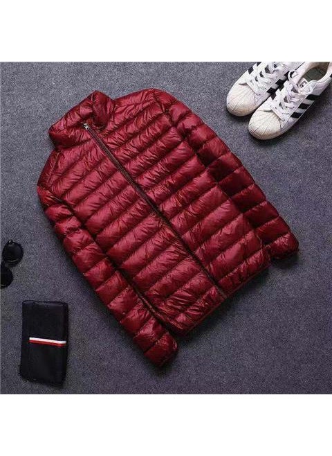 Generic - plus Size Lightweight Thin Cotton Jacket Thickened Large Mens Clothing Autumn Fat Person Special Large Size Slimming Coat wine red stand collar - Image 1