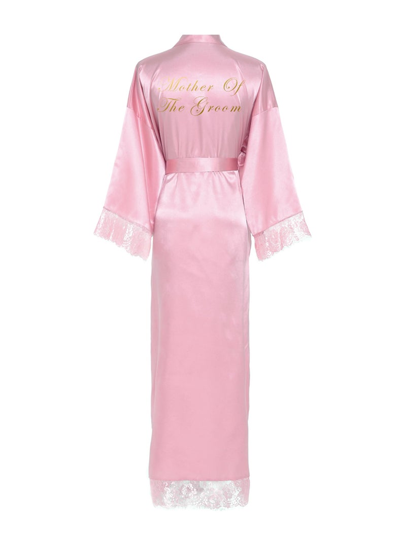 owiter LONG champagne Satin Robe for women Bride and Bridesmaid Dressing robe for Wedding Party…… (US, Alpha, One Size, Regular, Regular, dusty pink mother of the groom) - Image 5