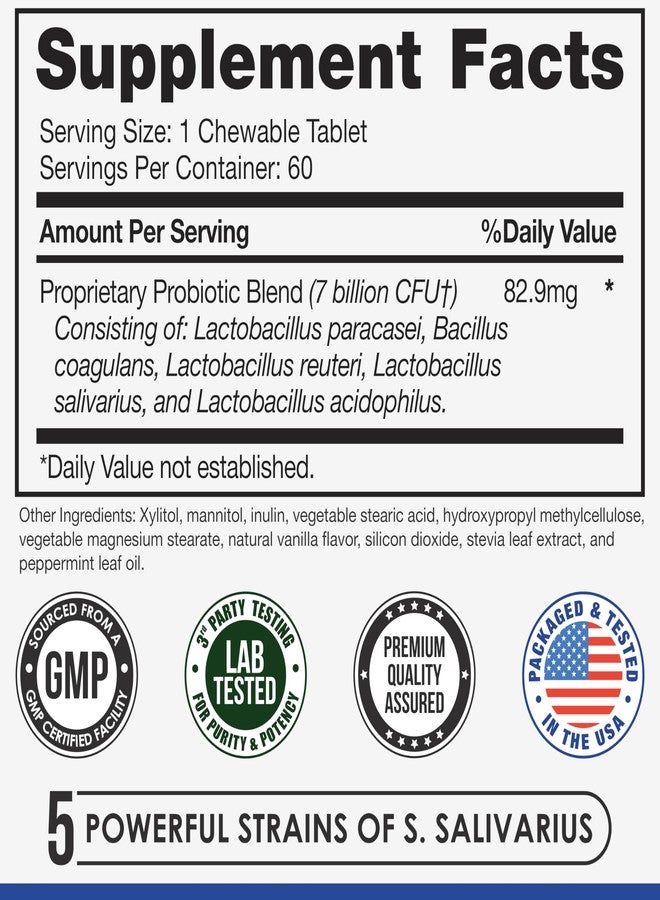 Tuthi Oral Probiotics for Mouth Bad Breath Treatment for Adults - Dental Probiotics for Teeth and Gums - Oral Health Probiotics - 60 Lozenges Peppermint Flavor - Image 3