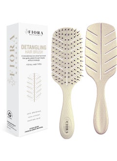 Fiora Naturals Detangler Brush by Fiora Naturals - 100% Bio-Friendly Detangling brush w/Ultra-Soft Bristles - Glide Through Tangles with Ease - For Curly, Fine, Black Natural, Women, Men, Kids - Dry and Wet Hair 