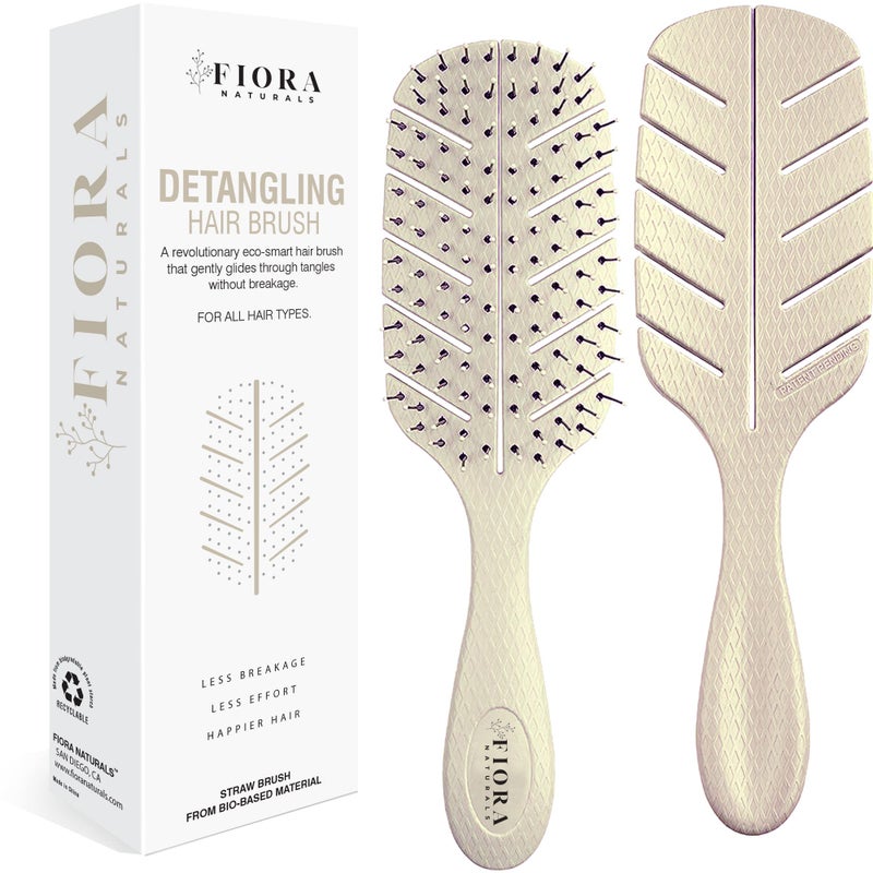 Fiora Naturals Detangler Brush by Fiora Naturals - 100% Bio-Friendly Detangling brush w/Ultra-Soft Bristles - Glide Through Tangles with Ease - For Curly, Fine, Black Natural, Women, Men, Kids - Dry and Wet Hair