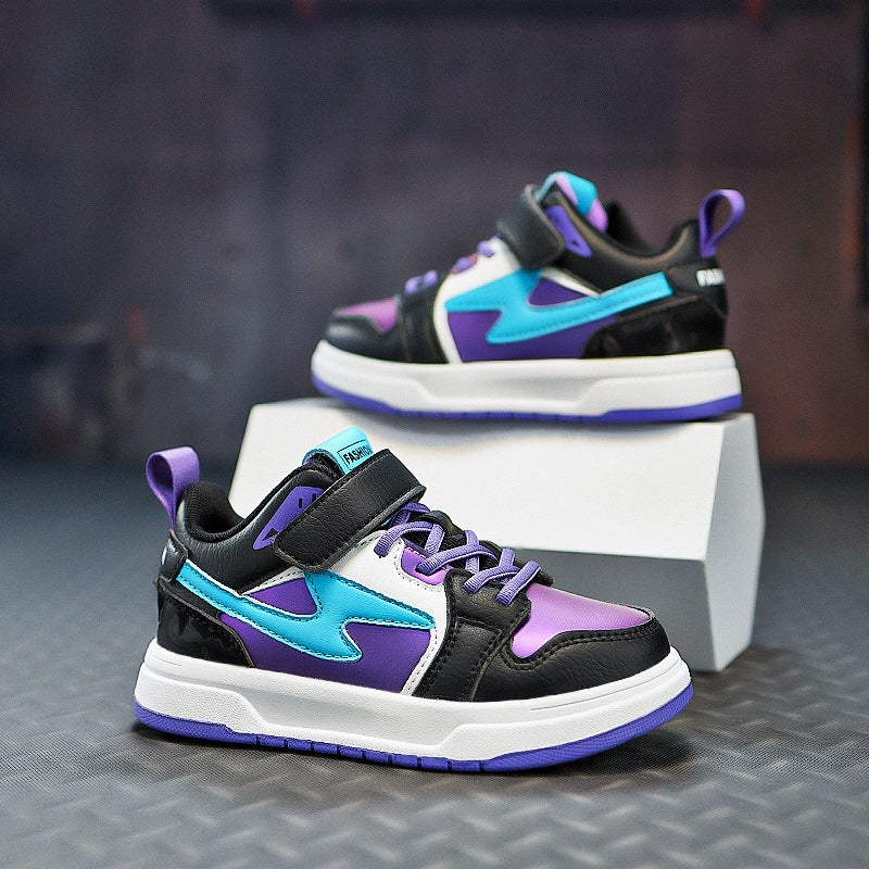 Children'S Sneaker Leather Casual Boys' And Girls' Sneakers Waterproof Student'S Special Velcro Running Shoes For Middle And Big Children - Image 1