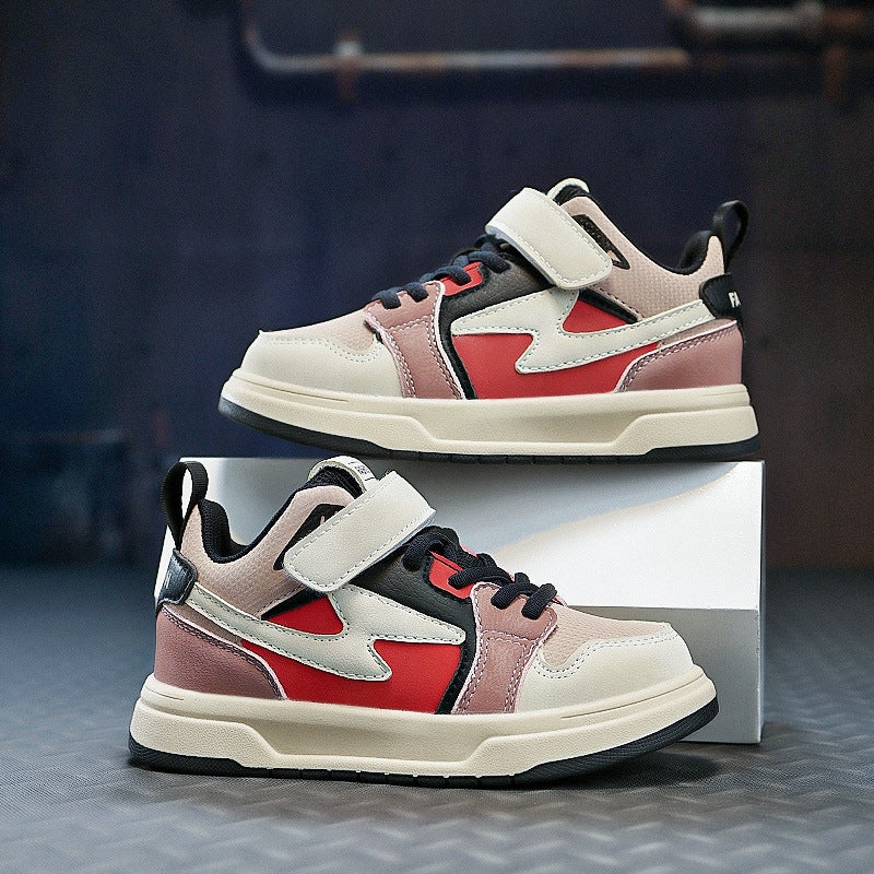 Children'S Sneaker Leather Casual Boys' And Girls' Sneakers Waterproof Student'S Special Velcro Running Shoes For Middle And Big Children - Image 5