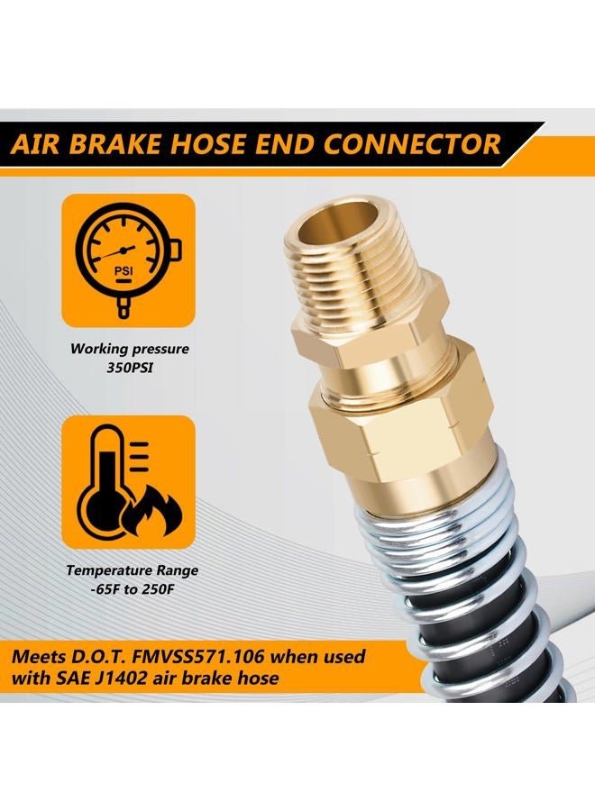Dazakoot 8PCS 3/8" Hose X 1/2" Male Air Brake End Fitting with 8pcs Sleeve Tube & 5FT 3/8" J1402 Rubber Hose - Image 3
