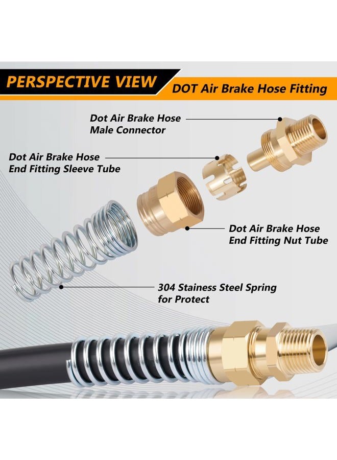 Dazakoot 8PCS 3/8" Hose X 1/2" Male Air Brake End Fitting with 8pcs Sleeve Tube & 5FT 3/8" J1402 Rubber Hose - Image 2