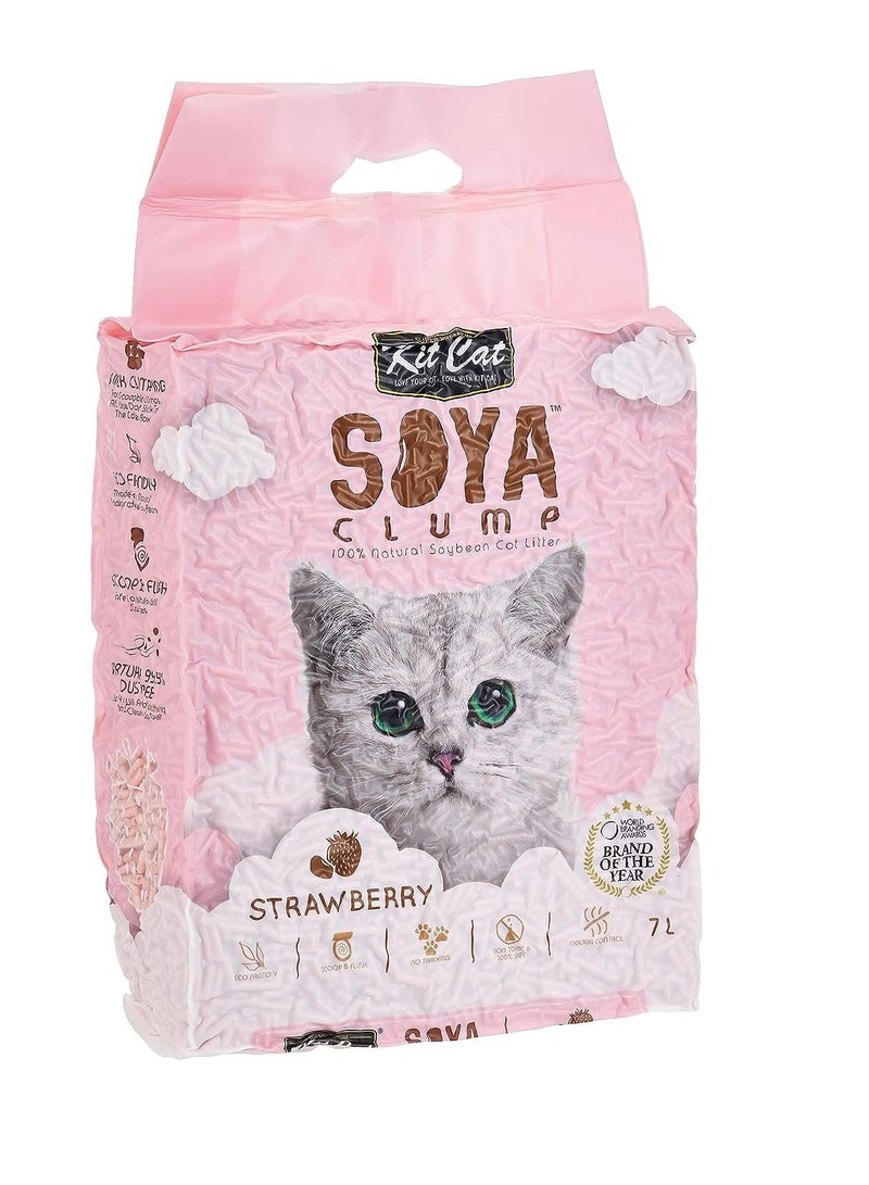 Kit Cat رمل قطط فراولة من فول الصويا 7 لتر