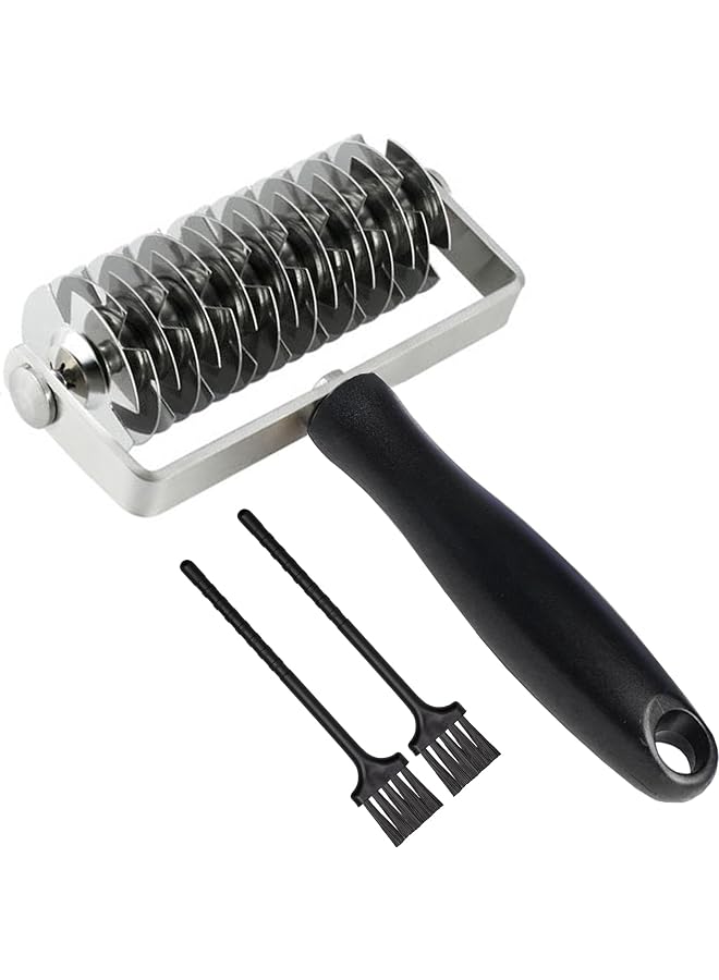 Pastry Lattice Roller Cutter, Stainless Steel Multi-Wheel Dough Cutter with Comfortable Grip Handle, Pie Crust Strip Cutters for Pastry, Pizza Dough, Bread & Beef Wellington