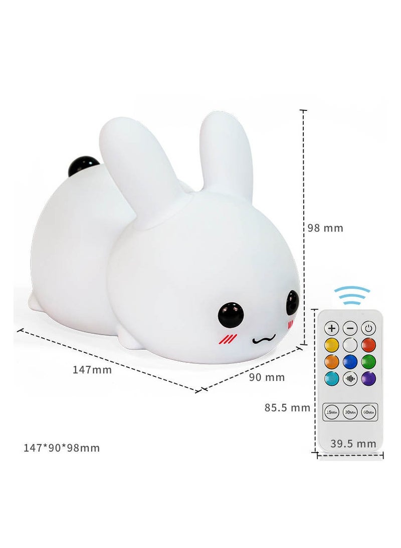 8 ألوان ضوئية قابلة للتعديل أضواء ليلة الأرنب أضواء ليلة السيليكون للأطفال دعم التخفيف اللانهائي إغلاق غرفة النوم بجانب السرير أضواء ليلة الطفل - Image 5