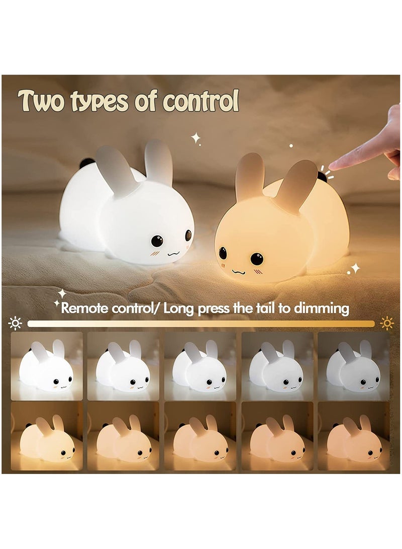 8 ألوان ضوئية قابلة للتعديل أضواء ليلة الأرنب أضواء ليلة السيليكون للأطفال دعم التخفيف اللانهائي إغلاق غرفة النوم بجانب السرير أضواء ليلة الطفل - Image 3