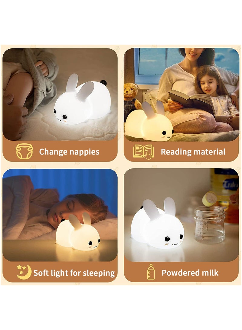 8 ألوان ضوئية قابلة للتعديل أضواء ليلة الأرنب أضواء ليلة السيليكون للأطفال دعم التخفيف اللانهائي إغلاق غرفة النوم بجانب السرير أضواء ليلة الطفل - Image 4