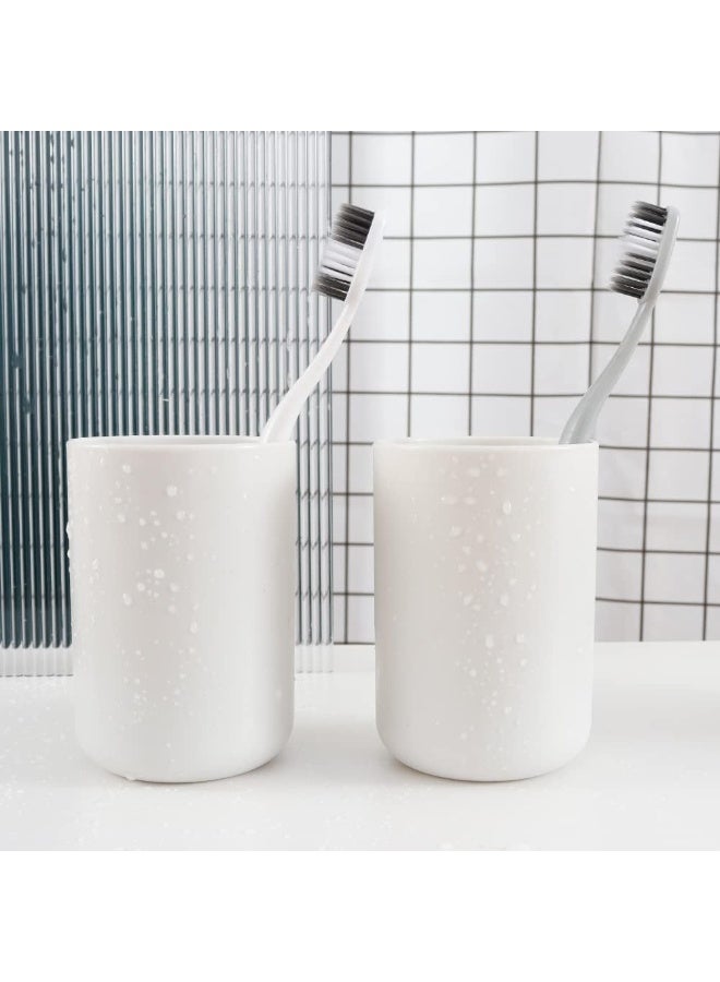 HOMESTAR 2-Pack White Plastic Bathroom Cup Set - Toothbrush & Rinsing Cup Holder, Minimalist Sink Organizer for Kids and Adults - Image 5