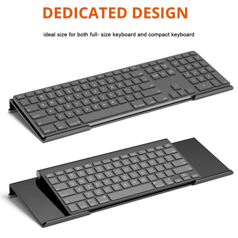 Richboom Computer Keyboard Stand Tilt PC Keyboard Stand Riser for Easy Ergonomic Typing, Acrylic Keyboard Tray Holder for Office Desk, Home, School, with Silicone Anti-Slip Case, Black - Image 2