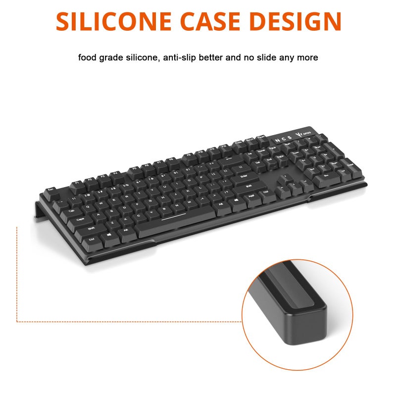 Richboom Computer Keyboard Stand Tilt PC Keyboard Stand Riser for Easy Ergonomic Typing, Acrylic Keyboard Tray Holder for Office Desk, Home, School, with Silicone Anti-Slip Case, Black - Image 4