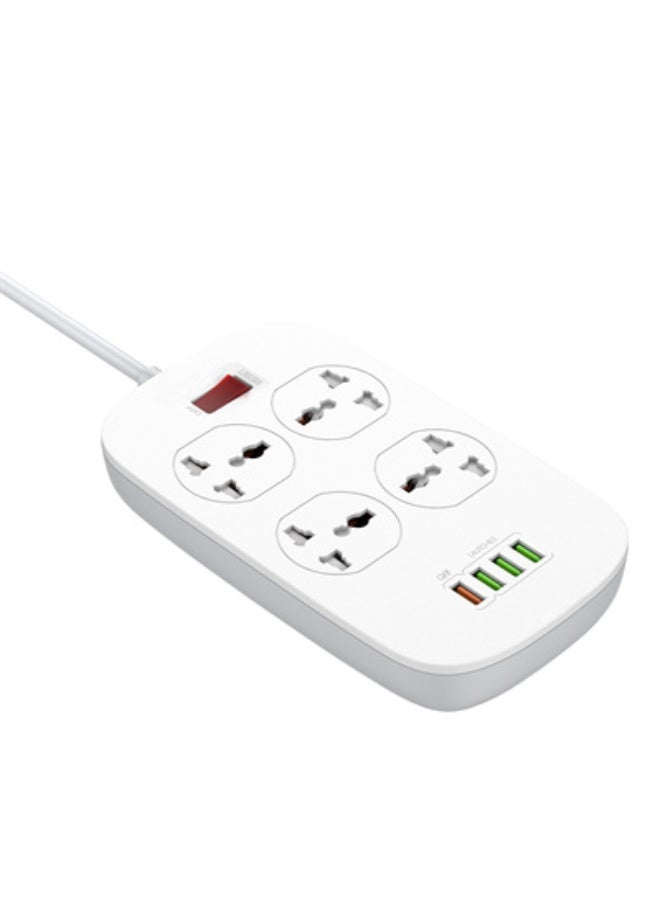 REBENUO 2500W Power Extension Socket with 4 Power Sockets and 18W USB Ports | Defender Series Power Strip with QC USB Port Fast Charging | 2M Power Cord - Image 1