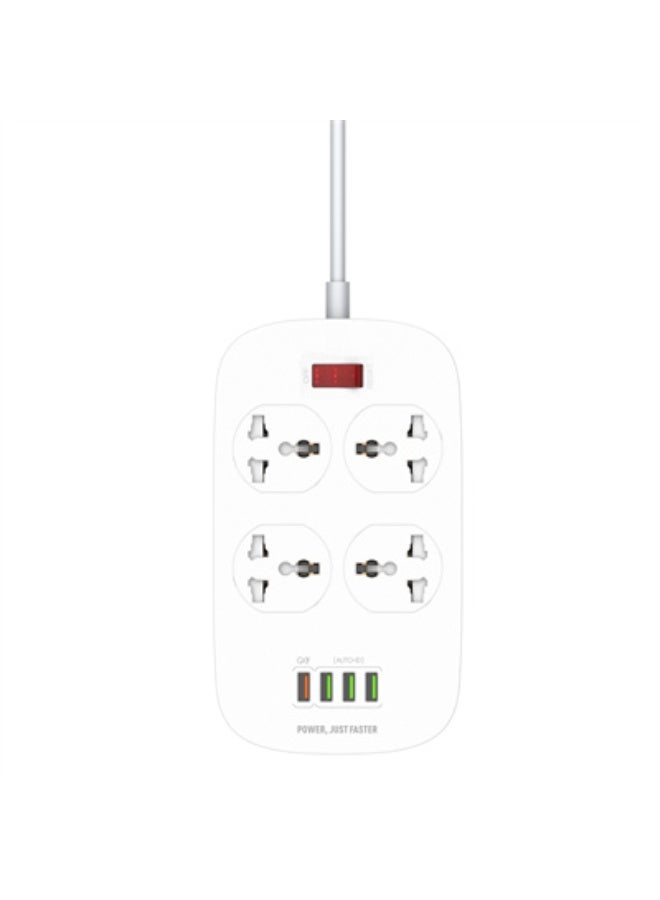 REBENUO 2500W Power Extension Socket with 4 Power Sockets and 18W USB Ports | Defender Series Power Strip with QC USB Port Fast Charging | 2M Power Cord - Image 5
