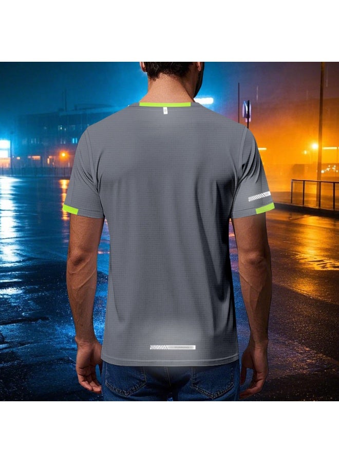 Men's Crew Neck T-Shirt Summer Short Sleeve Casual Tee Solid Color Muscle Fit Workout Top for Gym Daily Wear Sports - Image 3