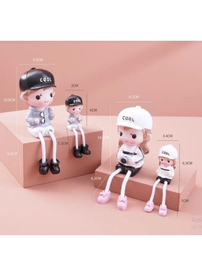 Polyresin Cute Couple Hanging Legs Holding Camera and Goggles Cool Set Decorative Showpiece for Someone Special - Image 2
