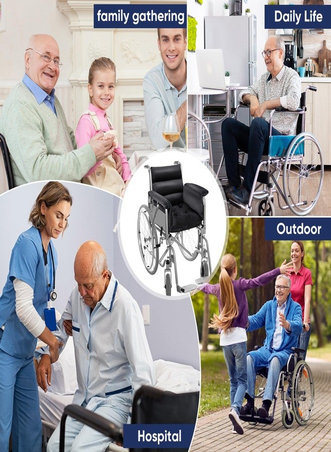 Suzile Wheelchair Cushion Wheelchair Seat Cushion with Strap Recliner Suitable for 18 Inches Armrest and Support for Senior(Black) - Image 4