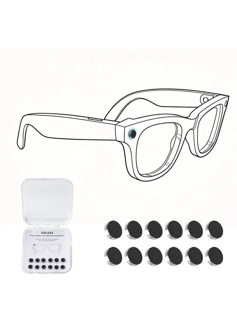 12 قطعة من ملصقات حجب ضوء LED متوافقة مع Ray-Ban Meta Wayfarer/Skyler/Headliner (الجيل 2) وملحقات النظارات الذكية Oakley Meta HSTN، ملصق أغطية إضاءة LED معتمة قابلة لإعادة الاستخدام - Image 1