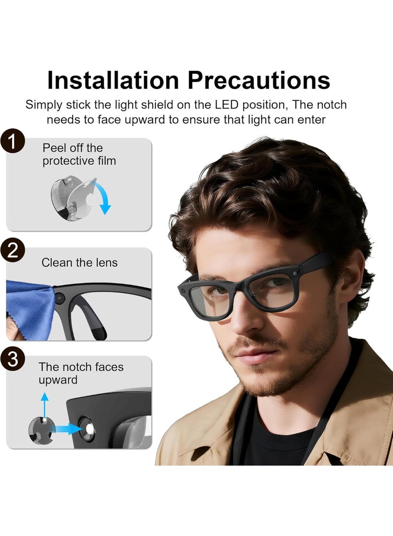 12 قطعة من ملصقات حجب ضوء LED متوافقة مع Ray-Ban Meta Wayfarer/Skyler/Headliner (الجيل 2) وملحقات النظارات الذكية Oakley Meta HSTN، ملصق أغطية إضاءة LED معتمة قابلة لإعادة الاستخدام - Image 5