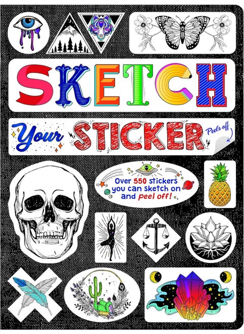 Sketch Your Sticker | Guided Artistic Sketchbook with Removeable Die-Cut Stickers | 550+ Sticker Outlines | 100 Pages (9781620098561), white
